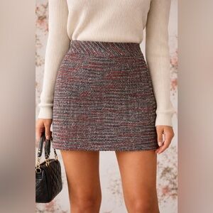 Loft Chic Tweed Woven Classic Side Zipper Multicolor Mini Skirt Women’s Size 0P
